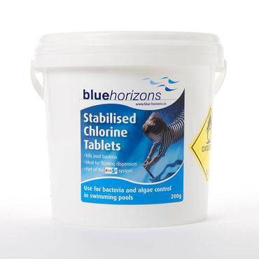 Blue Horizons Stabilised 200g Chlorine Tablets | Slow Release Pool Chlorine | 2.5kg & 5kg - New Forest Hot Tubs