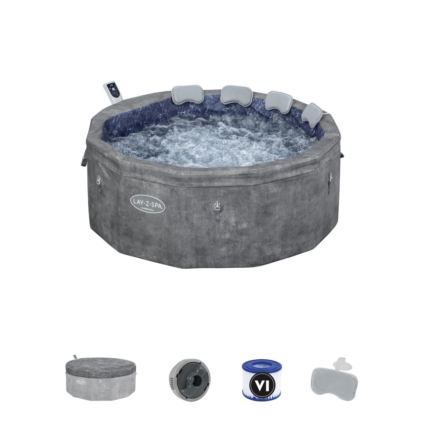 Lay - Z - Spa Carrara Foam Hot Tub (4–6 Person) – Energy Efficient ThermaCore™ Spa | New Forest Hot Tubs - New Forest Hot Tubs