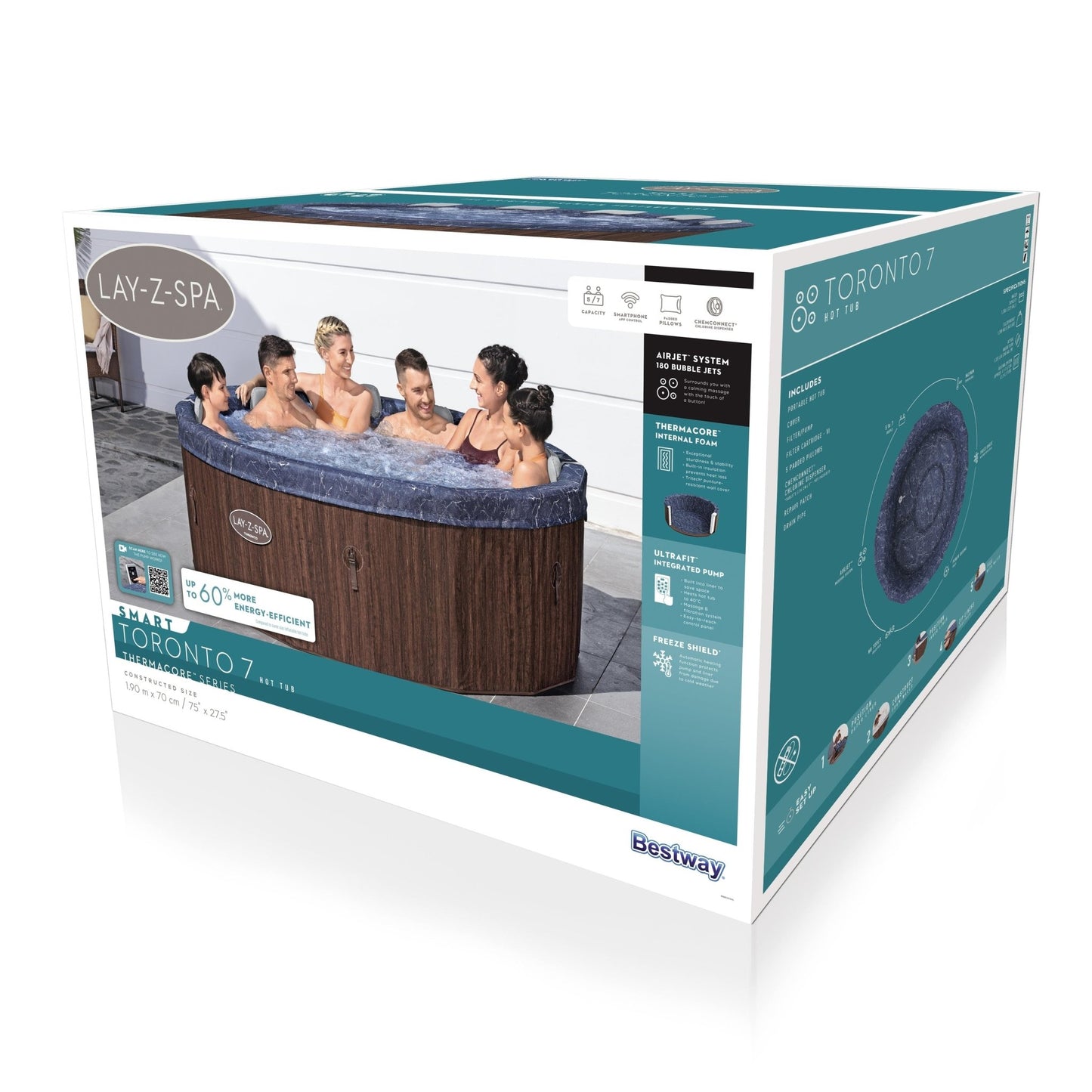 Lay - Z - Spa Toronto Foam Hot Tub (5–7 Person) – Energy Efficient ThermaCore™ UltraFit™ AirJet™ Spa | New Forest Hot Tubs - New Forest Hot Tubs