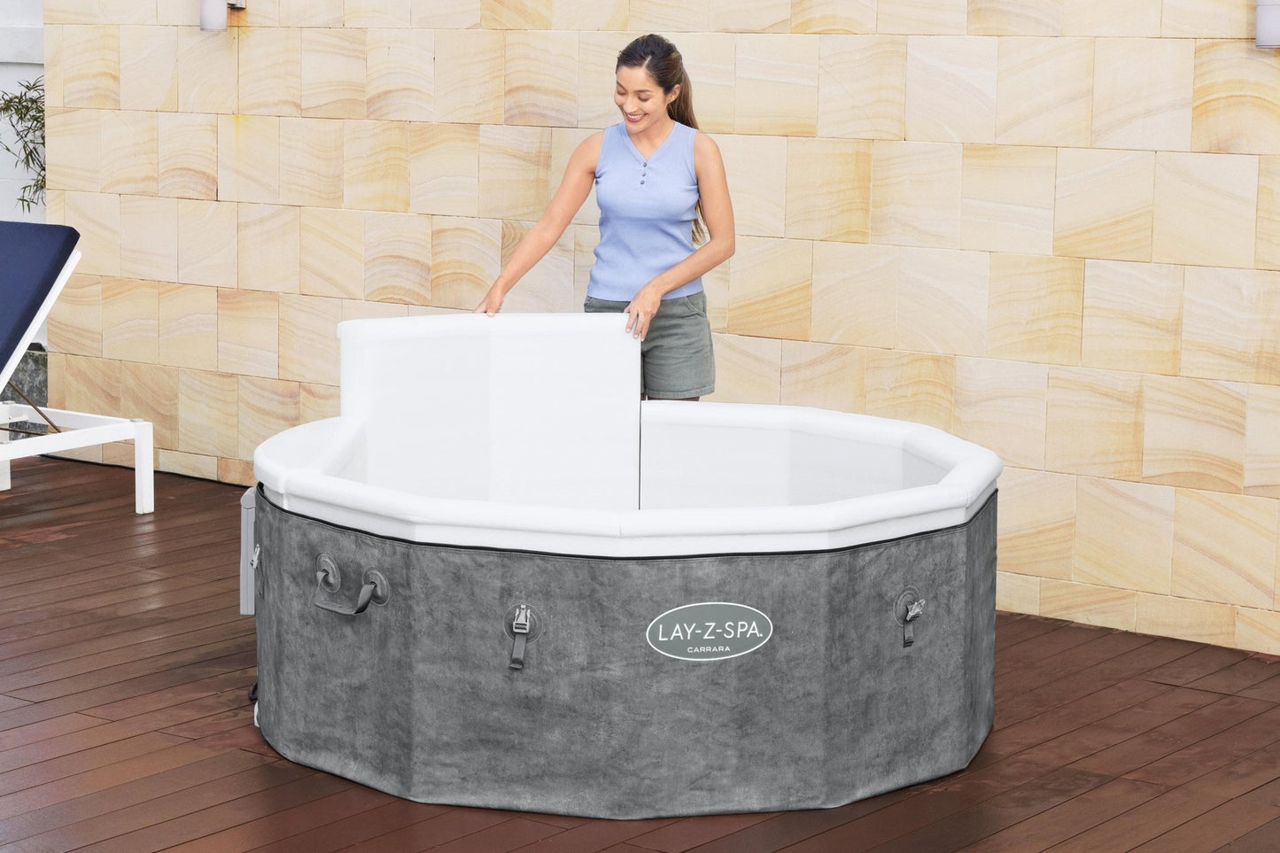 Lay - Z - Spa Carrara Foam Hot Tub (4–6 Person) – Energy Efficient ThermaCore™ Spa | New Forest Hot Tubs - New Forest Hot Tubs