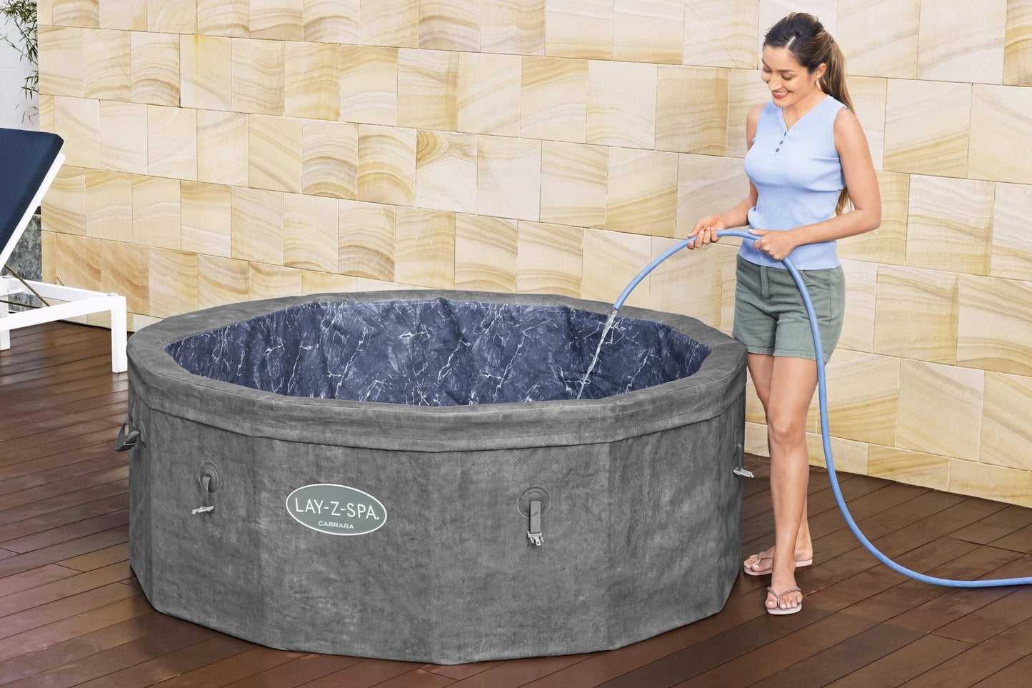 Lay - Z - Spa Carrara Foam Hot Tub (4–6 Person) – Energy Efficient ThermaCore™ Spa | New Forest Hot Tubs - New Forest Hot Tubs